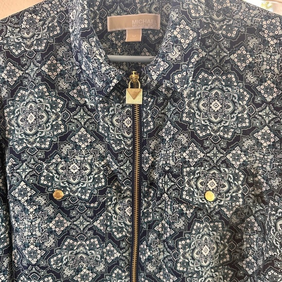 Michael Kors Blue Patterned Blouse - Picture 1 of 12
